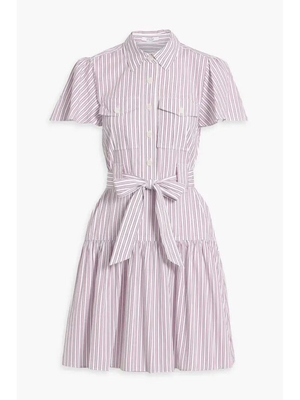 Derek Lam 10 Crosby Pei Striped Cotton Utility Shirtdress Red White Navy Sz 2